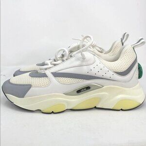 Christian Dior Mens B22 White Silver Designer Sneakers - Size 42, US 9